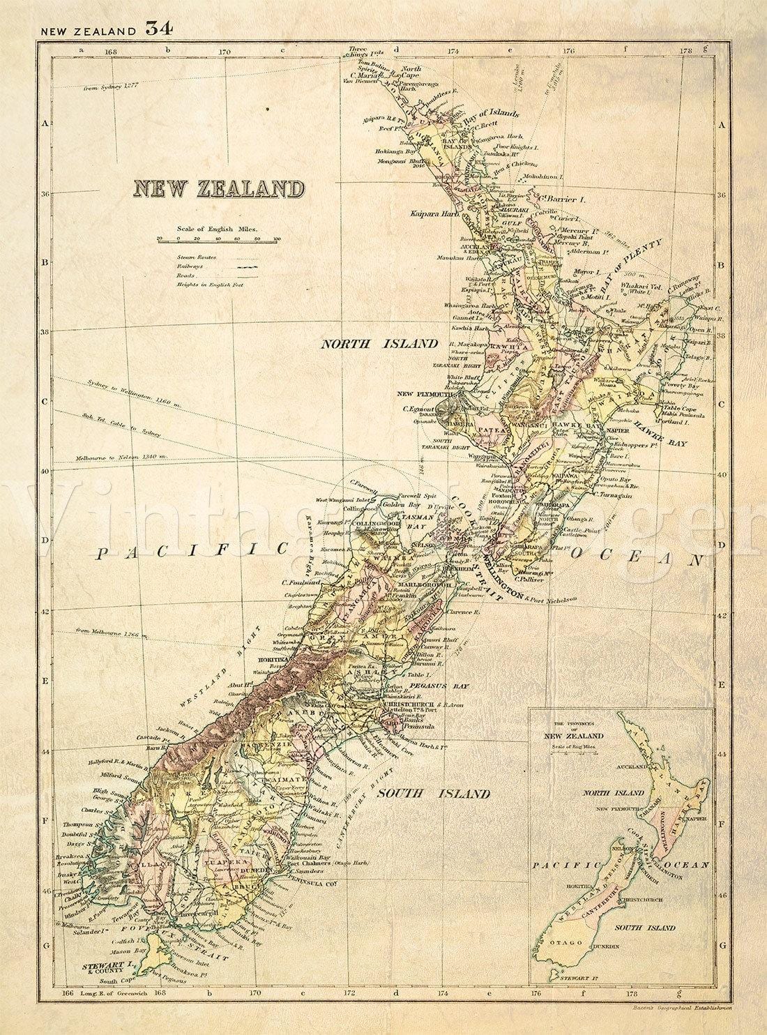 Carte de vieille-nouvelle-zélande
