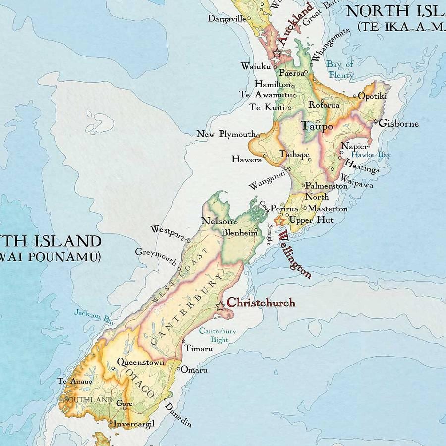Carte de la nouvelle-zélande d'impression