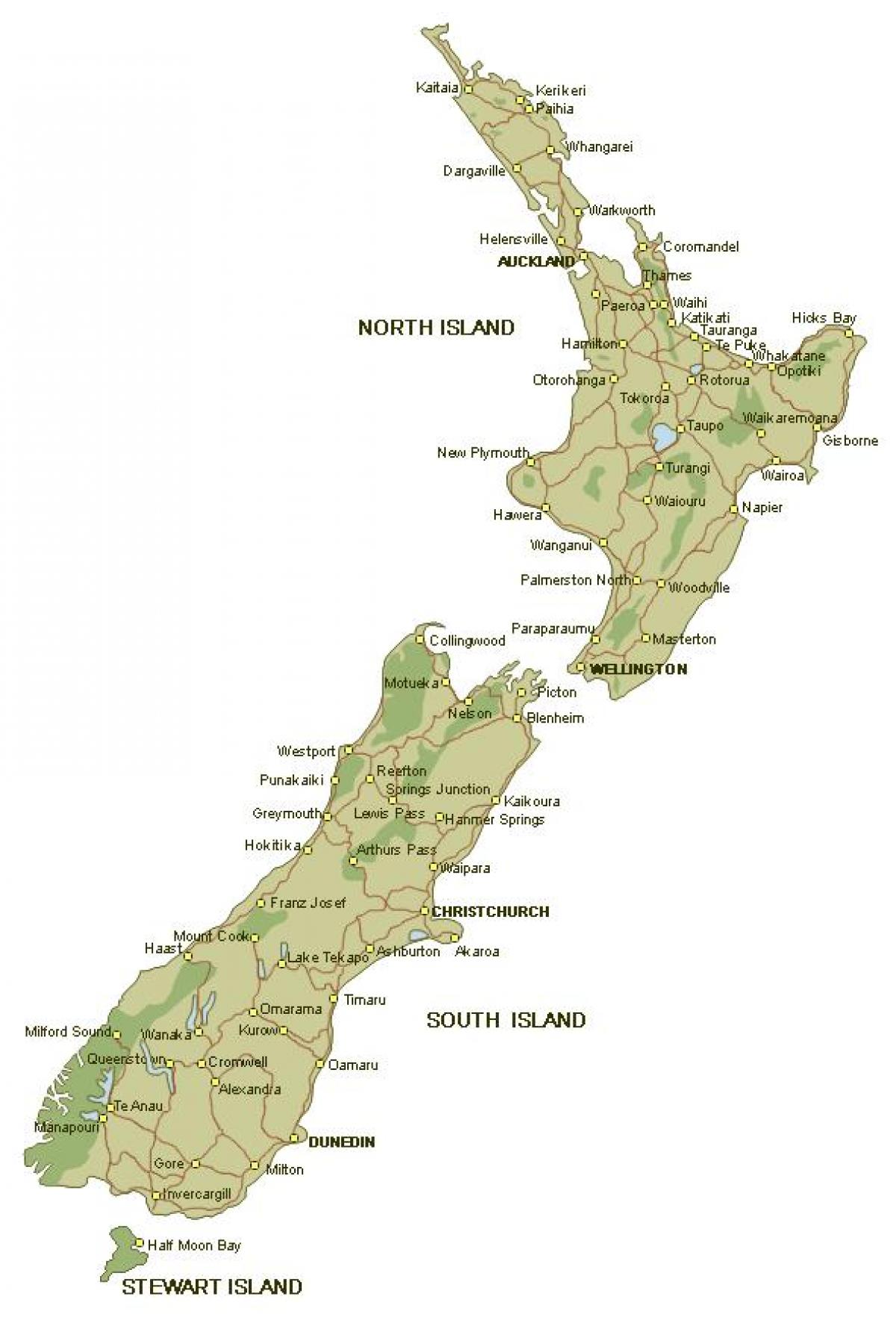 Carte détaillée de la nouvelle-zélande