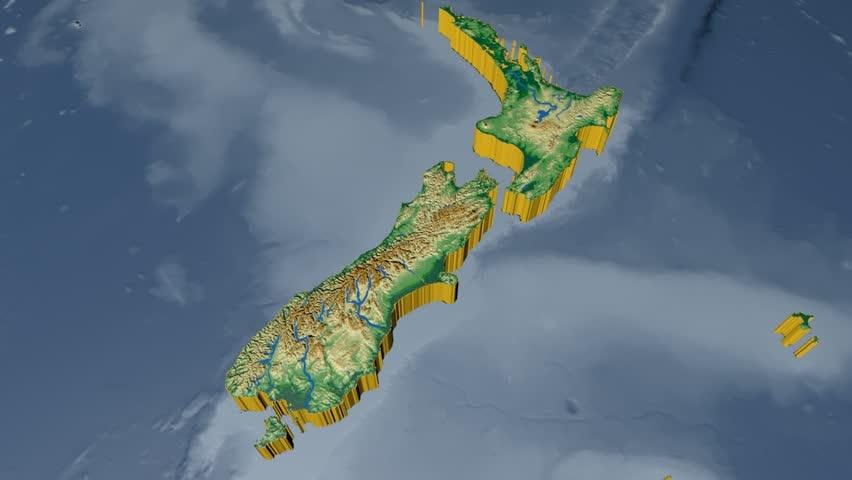 Carte 3d de la nouvelle-zélande