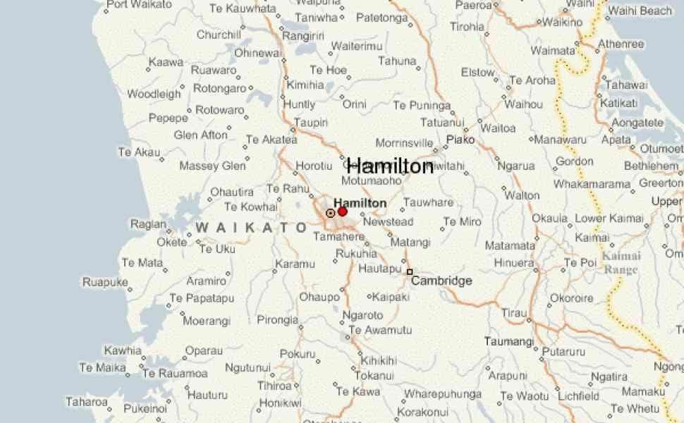 La carte de hamilton, nouvelle-zélande