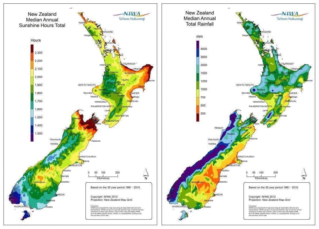 Carte de la nouvelle-zélande climat