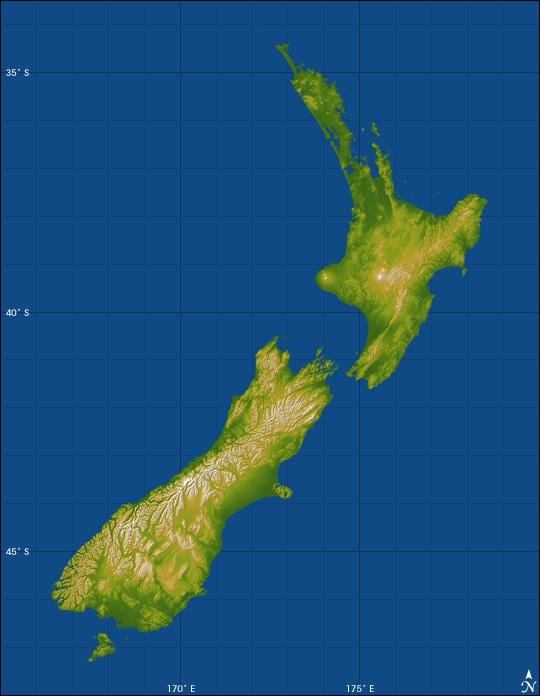 la nouvelle-zélande carte d'altitude