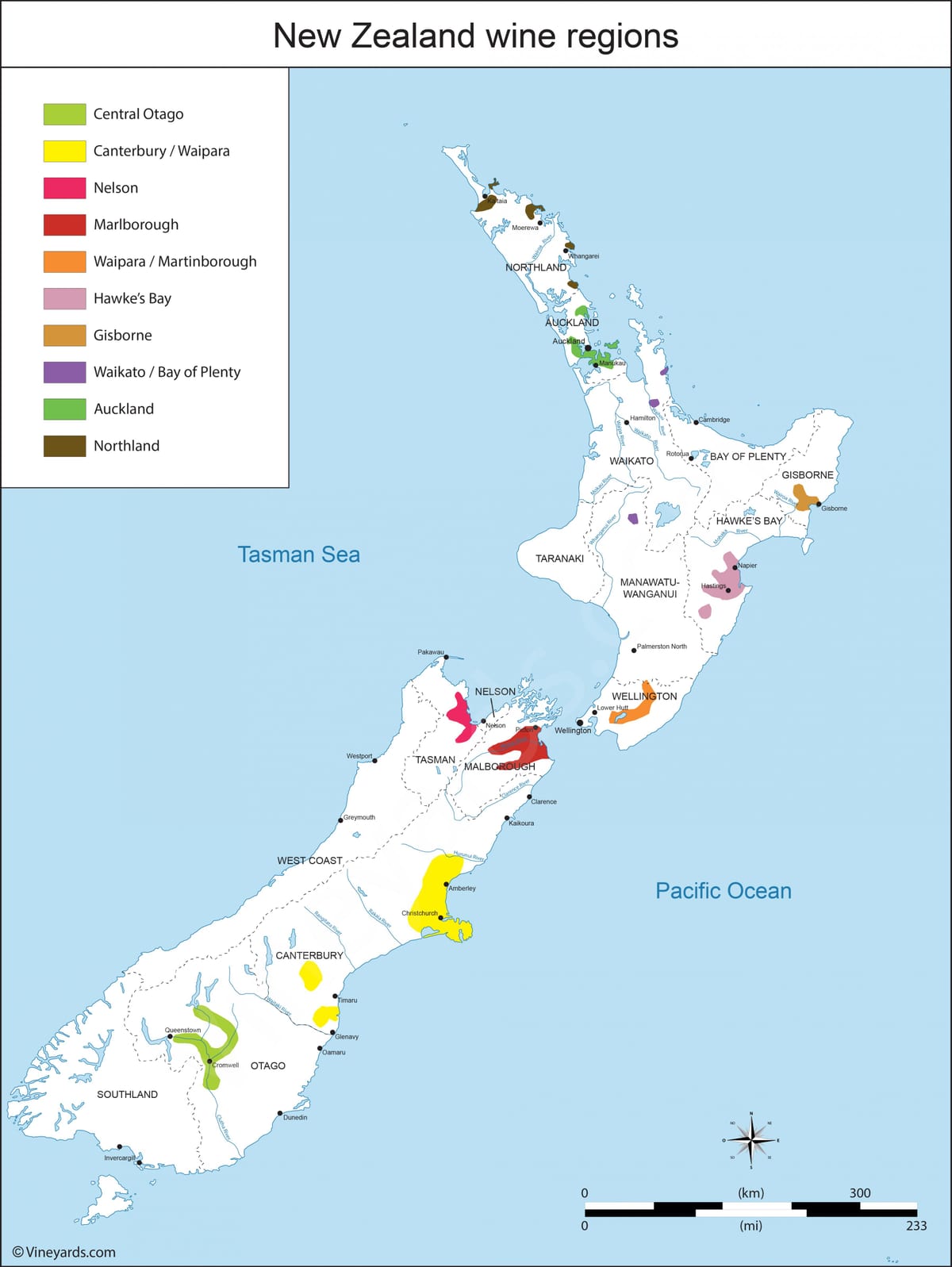 la nouvelle-zélande vin de la carte des régions