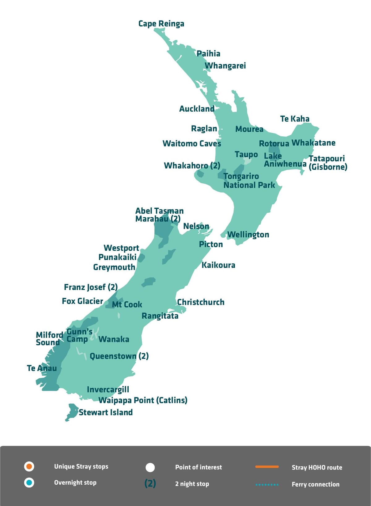 Carte de la nouvelle-zélande visites