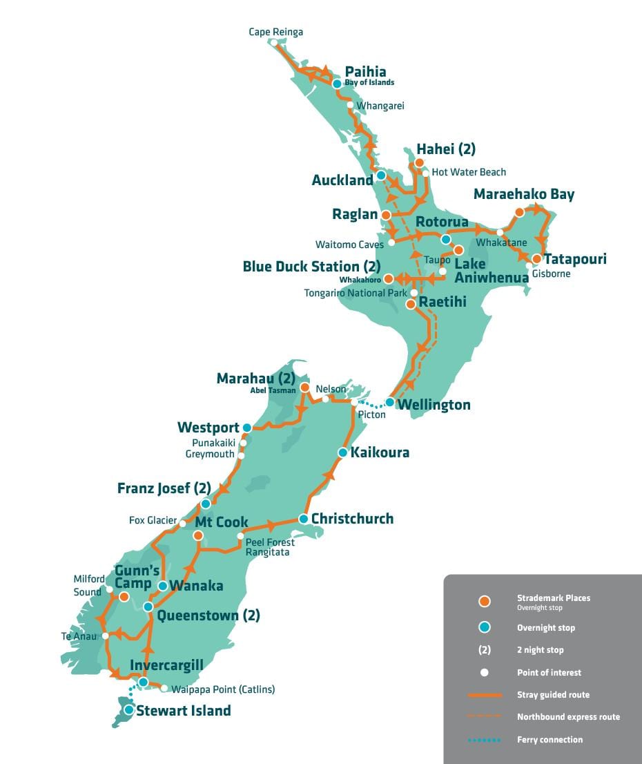 la nouvelle-zélande attraction carte