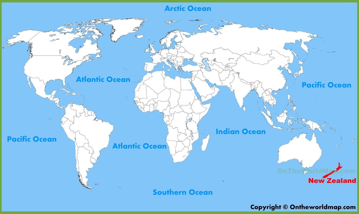la nouvelle-zélande emplacement sur la carte du monde