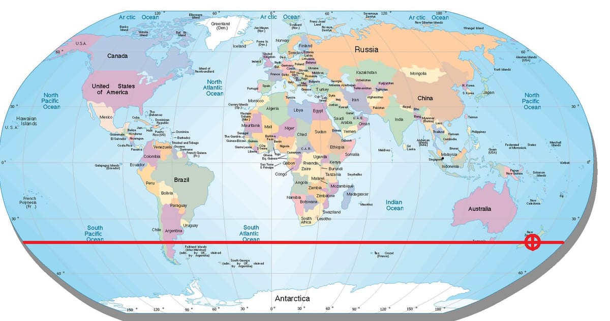 Carte de la nouvelle-zélande latitude