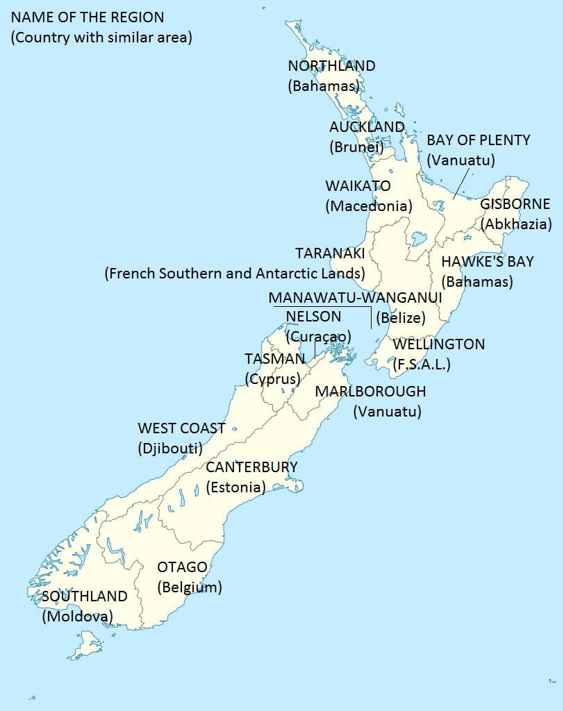 carte de la nouvelle-zélande et dans les pays environnants