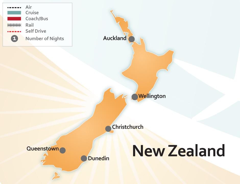 Carte de la nouvelle-zélande aéroports