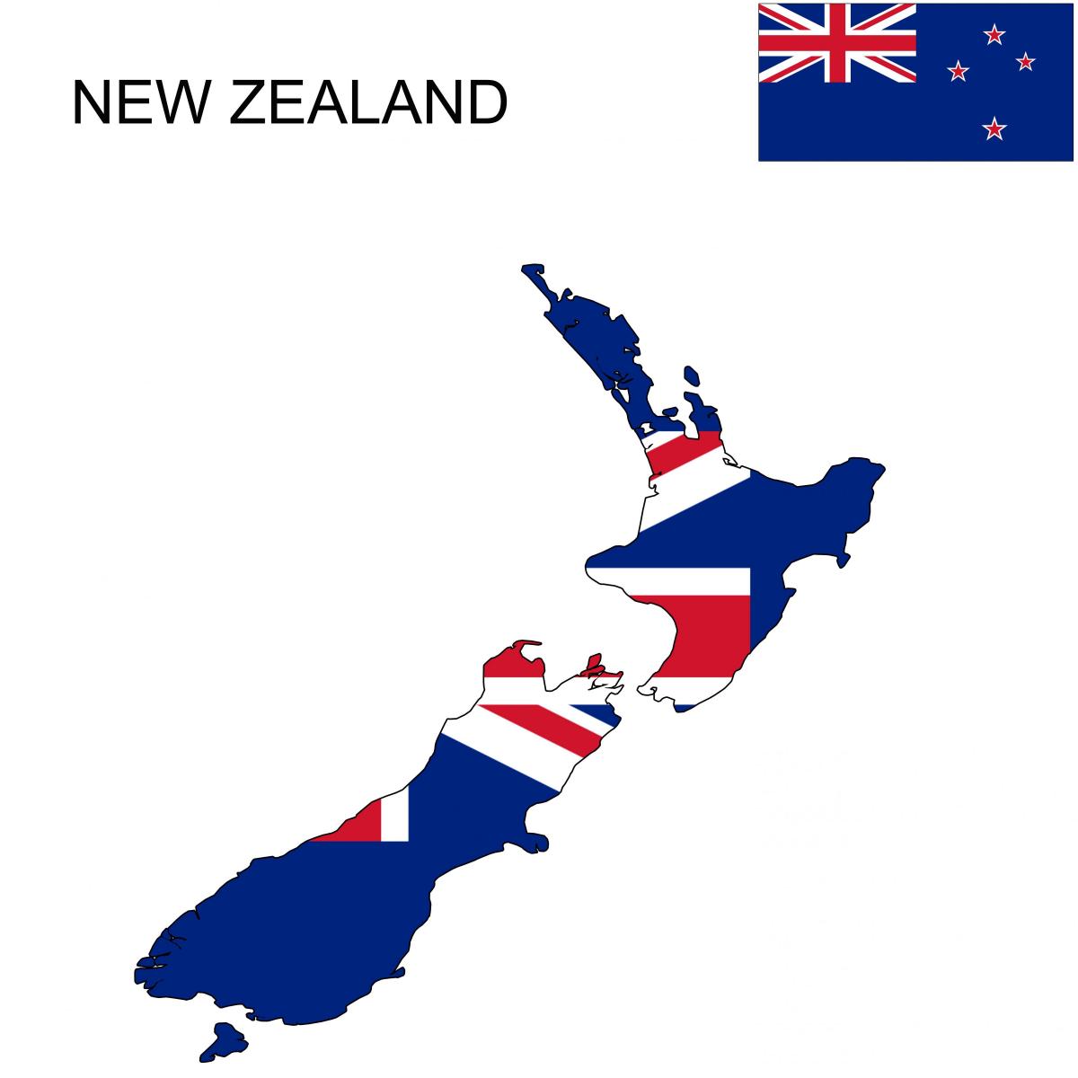 Carte de la nouvelle-zélande et le drapeau