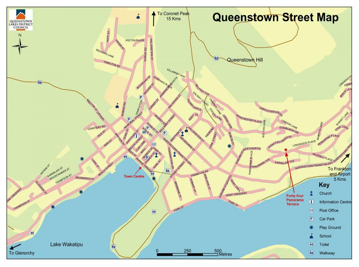 rue la carte de queenstown, nouvelle-zélande