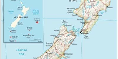 Carte de la nouvelle-zélande île du nord avec la distance