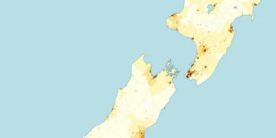 La nouvelle-zélande carte de la densité de la population