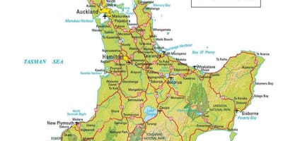 Carte du nord de la nouvelle-zélande
