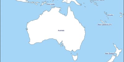 Carte muette de l'australie et la nouvelle-zélande