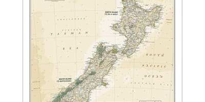 National geographic carte de nouvelle-zélande