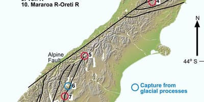Carte de la gorge de la rivière de la nouvelle-zélande