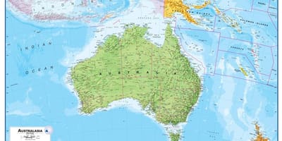 Carte de l'australie et la nouvelle-zélande physique