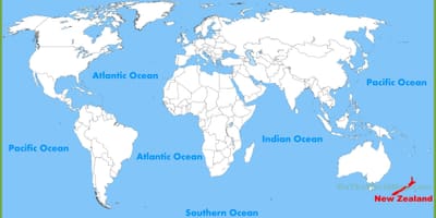 La nouvelle-zélande emplacement sur la carte du monde