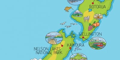 Carte de nouvelle-zélande de dessin animé