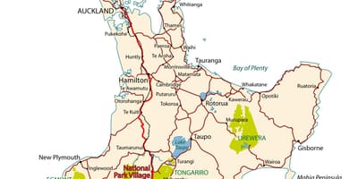 Feuille de route détaillée de la nouvelle-zélande île du nord