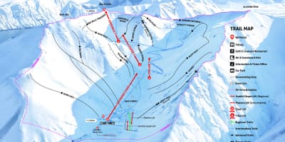 La nouvelle-zélande stations de ski de la carte