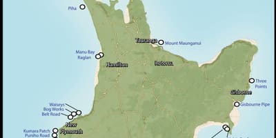 Carte de la nouvelle-zélande surf