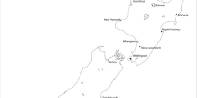 Carte de la nouvelle-zélande en noir et blanc