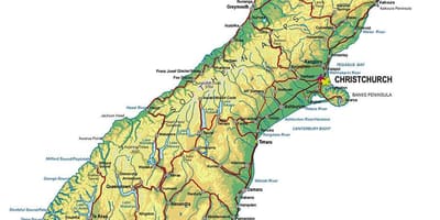Carte du sud de la nouvelle-zélande